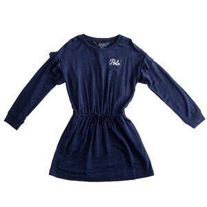 Polo Ralph Lauren Ruffled Navy Blue Polo Embroidery Girls Dress $49 Sz 3T 4T NWT